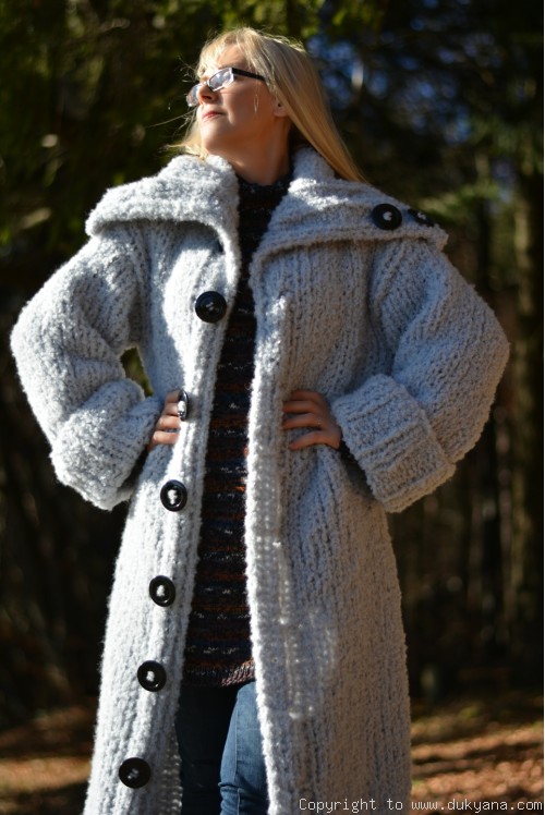 Chunky wool long cardigan Juliet made on request/CA126